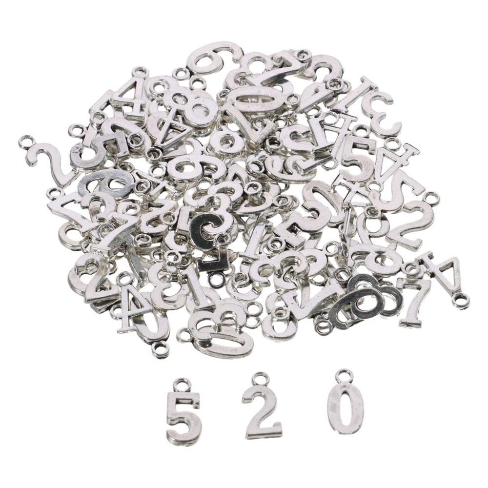 100pcs Alloy Numbers Charm Pendants Sliver Alloy Charms Pendants  for Jewelry Making