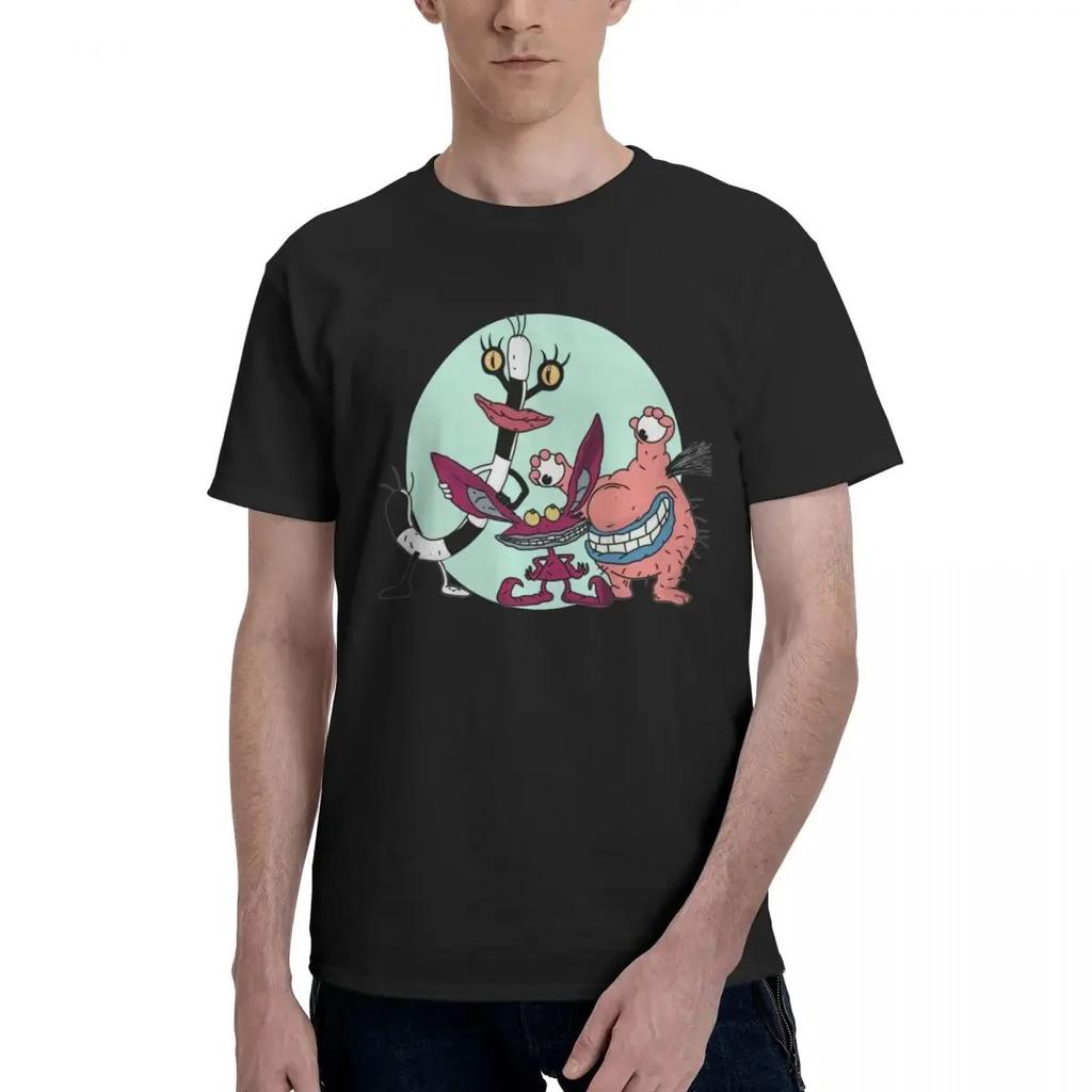 Short Sleeve O Neck T-Shirts Cotton Classic Clothing Cartoon AH Real Monsters Men T Shirt Merch Hipster Tee oversized style