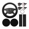 10 шт. кожаный чехол на руль для женщин, симпатичные автомобильные аксессуары, набор с ремнем безопасности, подплечниками, подстаканниками, украшениями для автомобиля