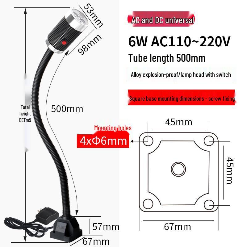 Девять Магнитных Светильников для Станков на Гусиной Шее - 3Вт/6Вт/9Вт, 24В/220В, Мощное Магнитное Основание, Длинный Кронштейн