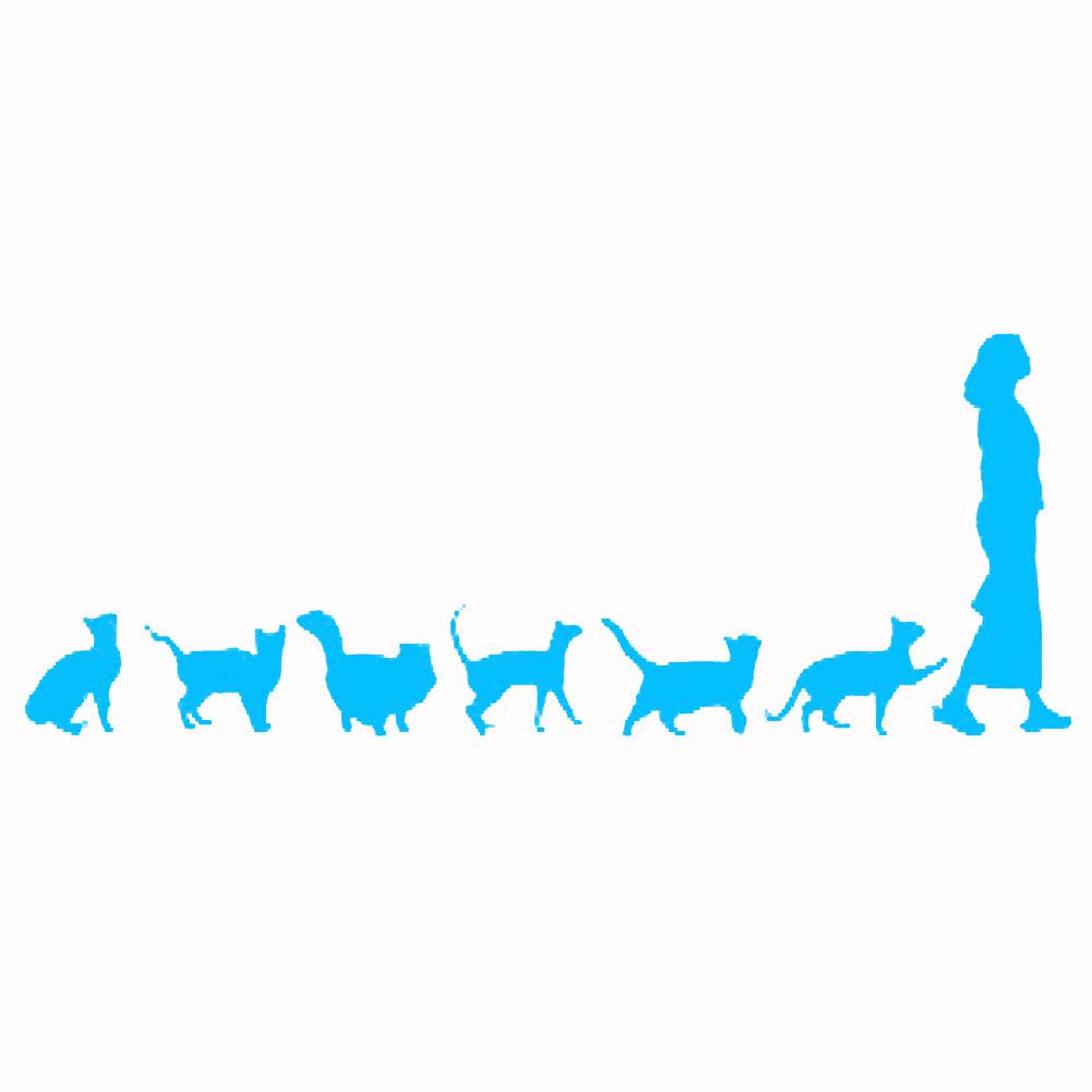 Car Exterior Decor Cute Cats Follow Lady Car-Styling Vehicle Body Window Reflective Decals Sticker Auto Parts