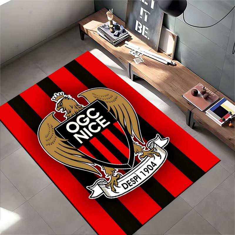 OGC Nice Logo Red Black Design suitable as a non-slip mat for the living room or bedroom sofa
