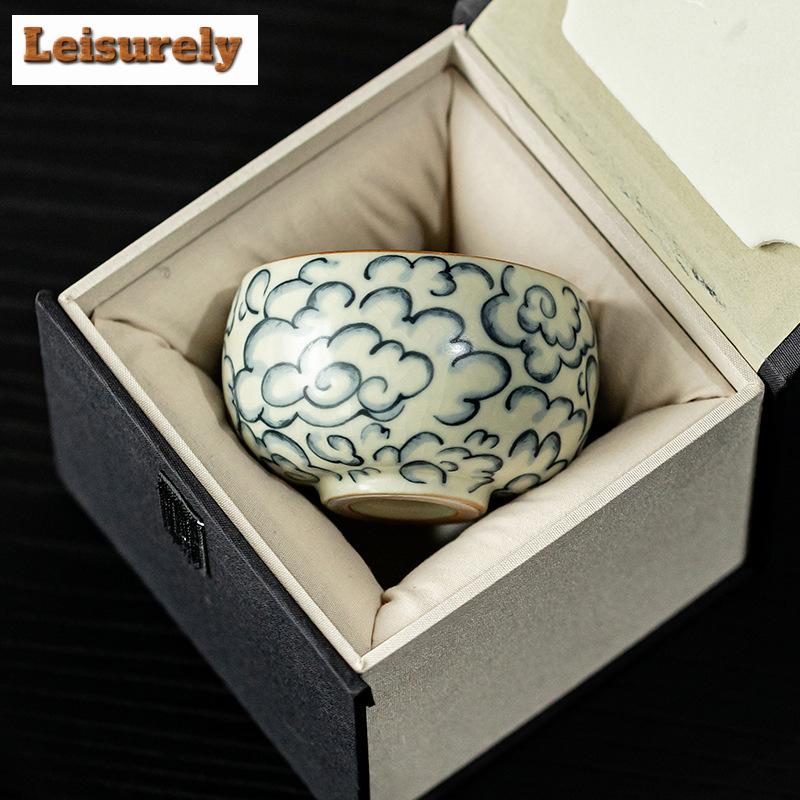 80 мл антикварная китайская фарфоровая чашка для чая Ru Kiln, керамическая чашка Dehua Arhat, большая миска для чая Chazhan Kung Fu, подарочный чайный сервиз