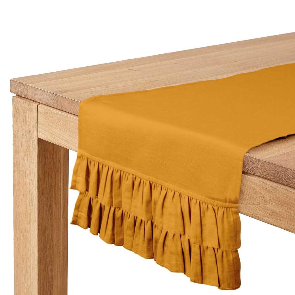 Vargottam Розовый домашний декор, стильная свадебная вечеринка, праздничный декор для сервировки стола, сплошная дорожка для стола с двойной оборкой - 14 x 108