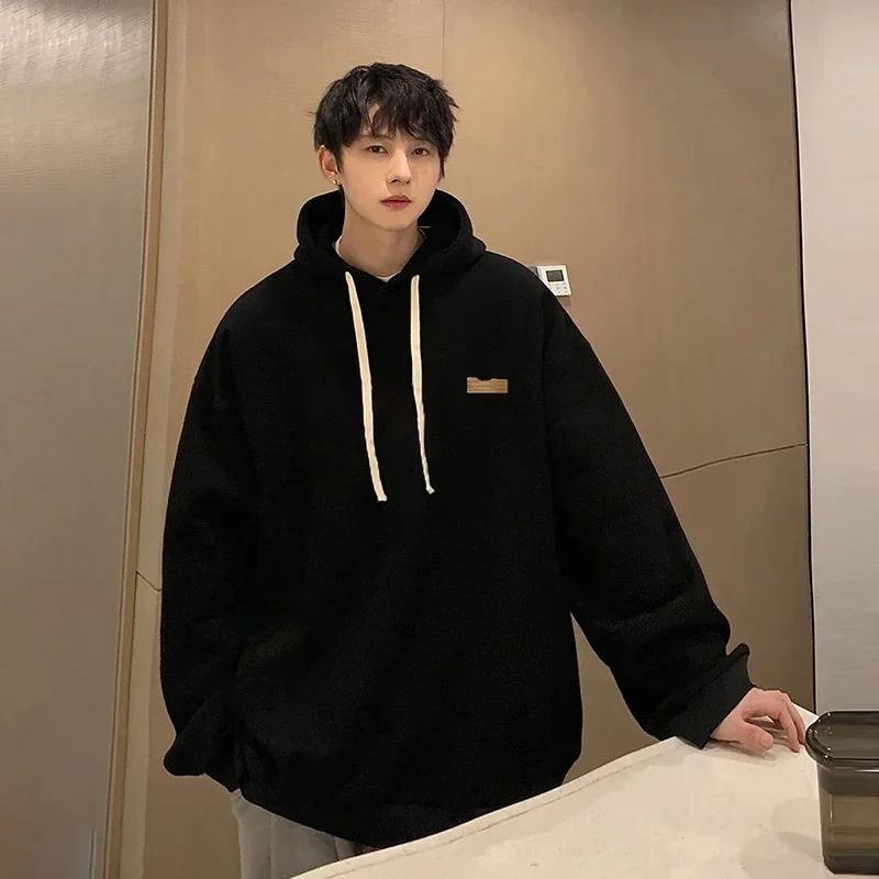 Men's Oversized Hoodie Black 5XL Print Hoodies with Hat Over size for Men Man Hoody Casual Wear Male Sweatshirt