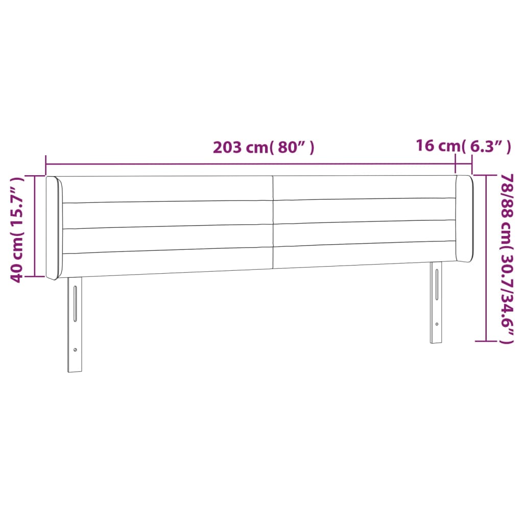 Vidaxl Zagłówek Do Łóżka Z Led, Ciemnobrązowy, 203X16X78/88Cm, Tkanina