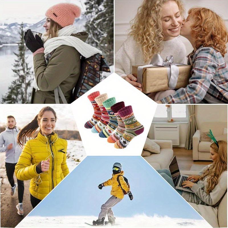 5 пар женских зимних носков, толстые теплые шерстяные носки, женские носки, рождественские носки