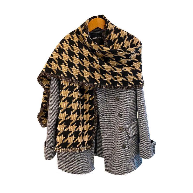 NINA SOLOR Cashmere Houndstooth Scarf Shawl