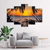 Feeby Five piece picture canvas print, Sea at sunset
