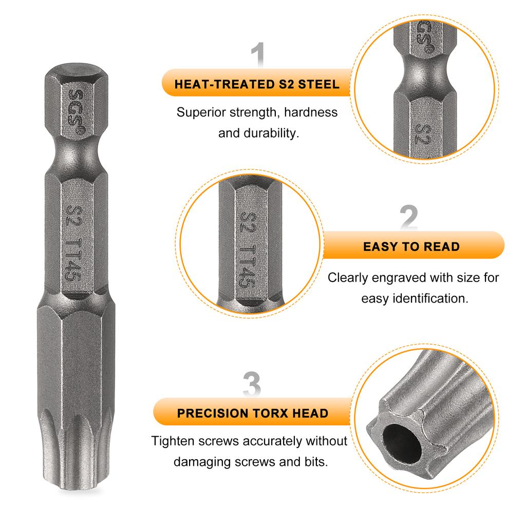 1/3/5 шт. TT6-TT50 Безопасные биты Torx для отвертки 1/4" Шестигранный хвостовик Магнитные Защищенные от взлома 6-лучевые Звездообразные Биты для шуруповерта