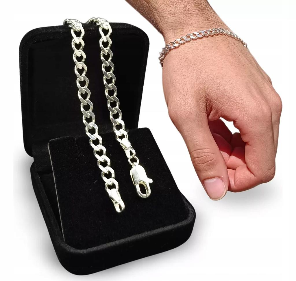 Silver Men' Bracelet 925 Silver Bracelet 5mm/22cm Thick Armor