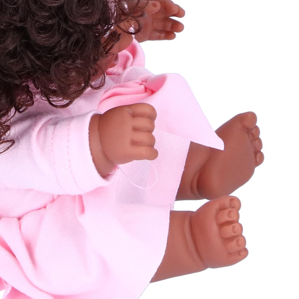 Lifelike Baby Play Doll African Girl Dolls Children Kids Toddler Toy Birthday Gift 25cm Celsius 9.8in