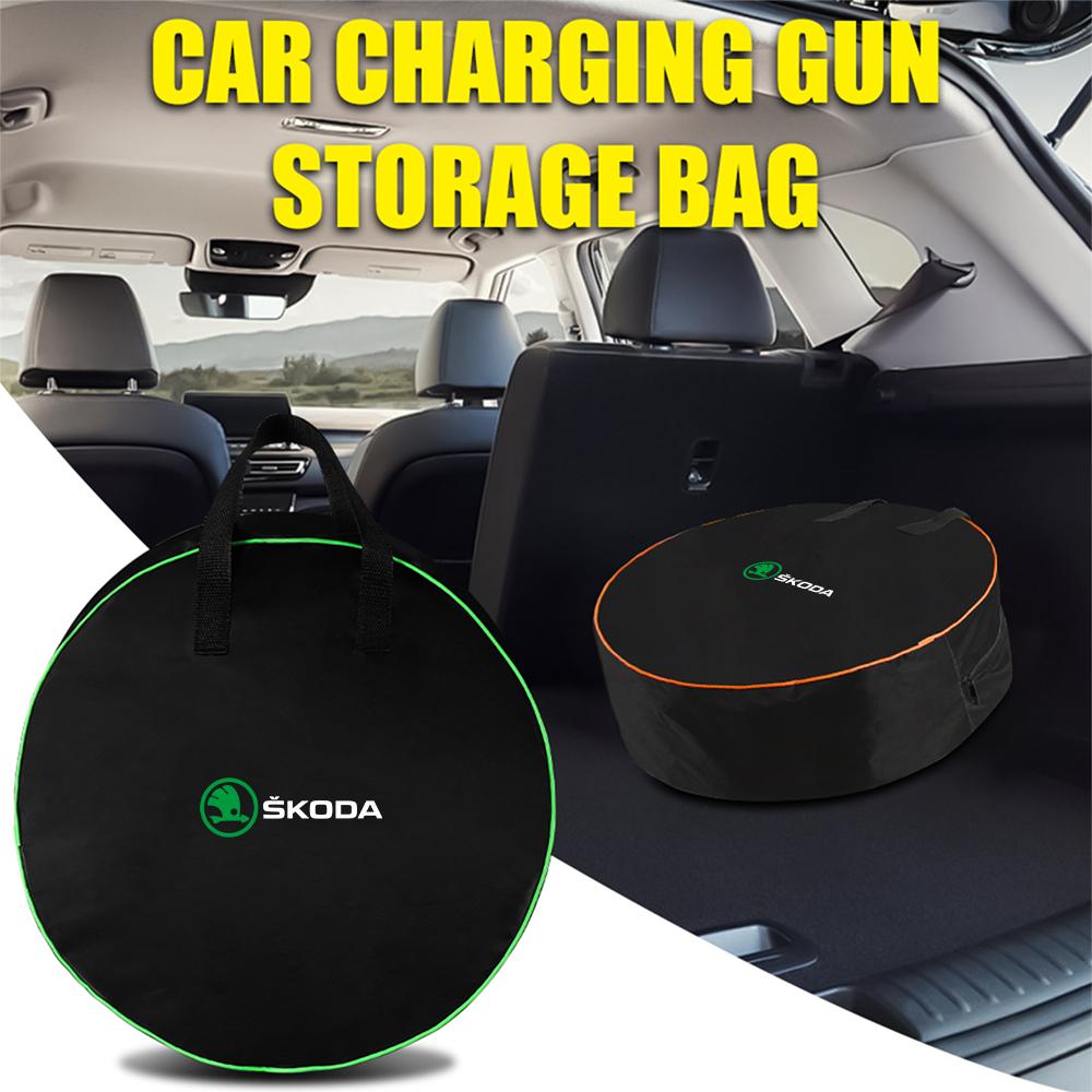 1Pcs Car Trunk Organizer Bag Charging Cable Storage Box For Skoda Rapid Scala Kodiaq Fabia Kamiq Karoq Octavia A5 A7 S VII VRSCV7