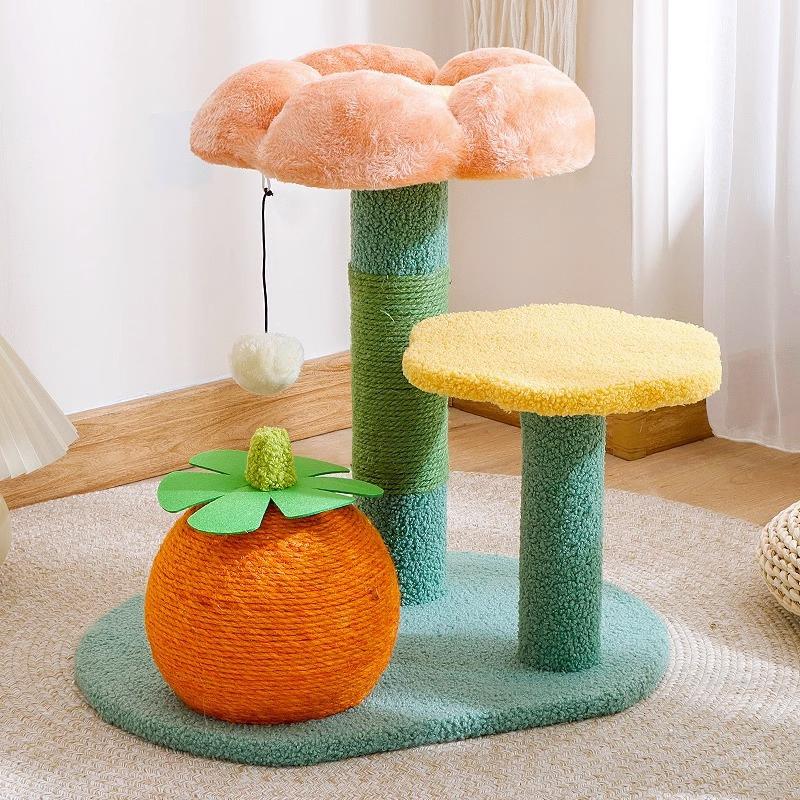HOOPET Flower Cat Tree Многоуровневая башня для кошек с когтеточками из сизаля Домашние кошки Столб для кошек в кондоминиуме Туннель для кошек