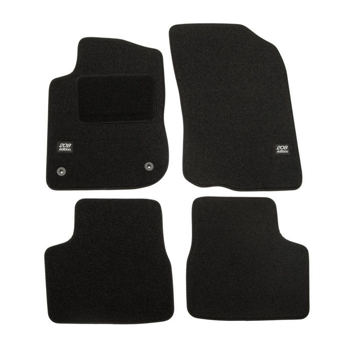 Tapis de sol - J&J Automotive - Peugeot 208 - Velours noir - 4 pièces - Antidérapant et imperméable