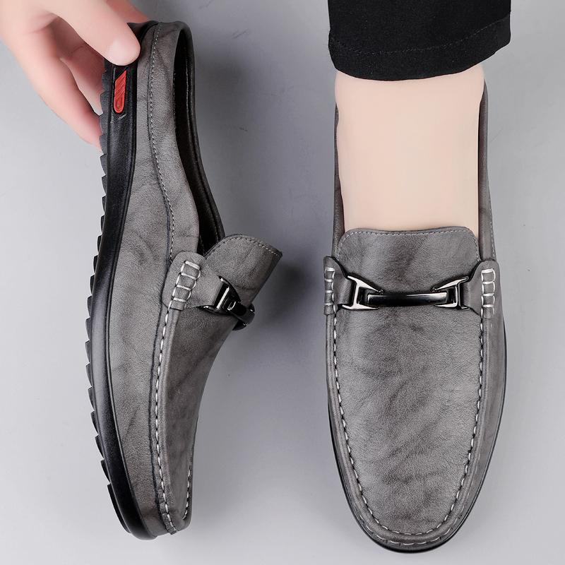 Мода Модный Бренд Мужская Дышащая и Нескользящая Повседневная Обувь для Лета Новая Мужская Удобная Кожаная Сумка Носок Мягкая Подошва Полушлепанцы