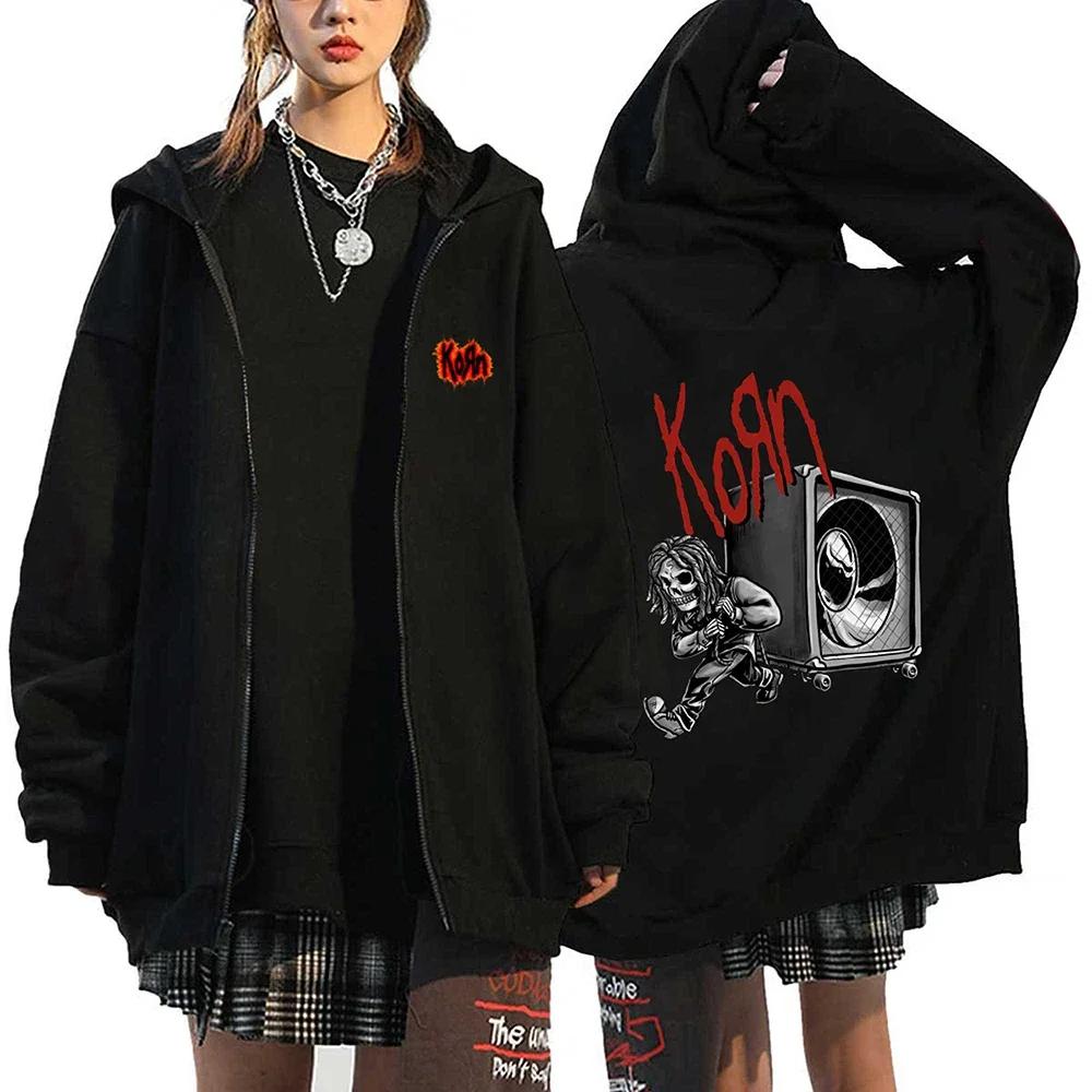 Korn Рок Толстовки МИРОВОЙ ТУР Толстовки на молнии Korn Рок Металл Куртки на молнии Флисовые Куртки Оверсайз Пальто Хип-хоп Уличная одежда