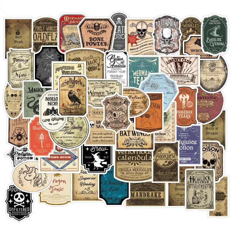 50Pcs Cartoon Potion Label Graffiti Stickers DIY Toy Fridge Guitar Laptop Motorcycle Skateboard Decals Graffiti Sticker