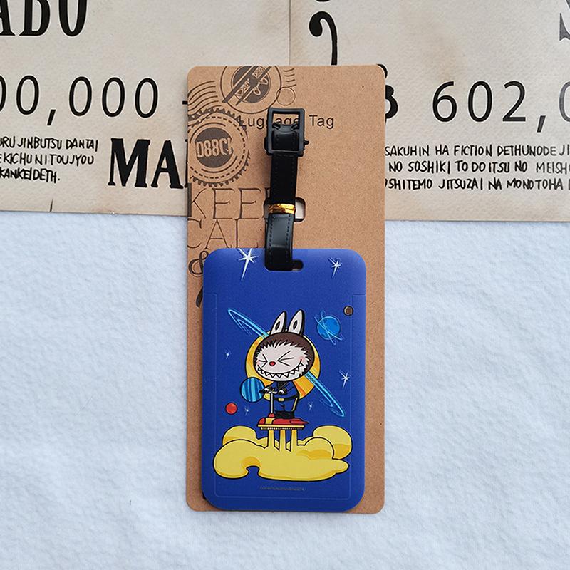 Багажные бирки для путешествий с изображением мультфильма Лабубу, симпатичные украшения для чемоданов, портативные бирки для идентификации багажа