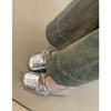 French silver flat bottom inner height increase light mouth ballet single shoes women's versatile Mary Jane small leather shoes