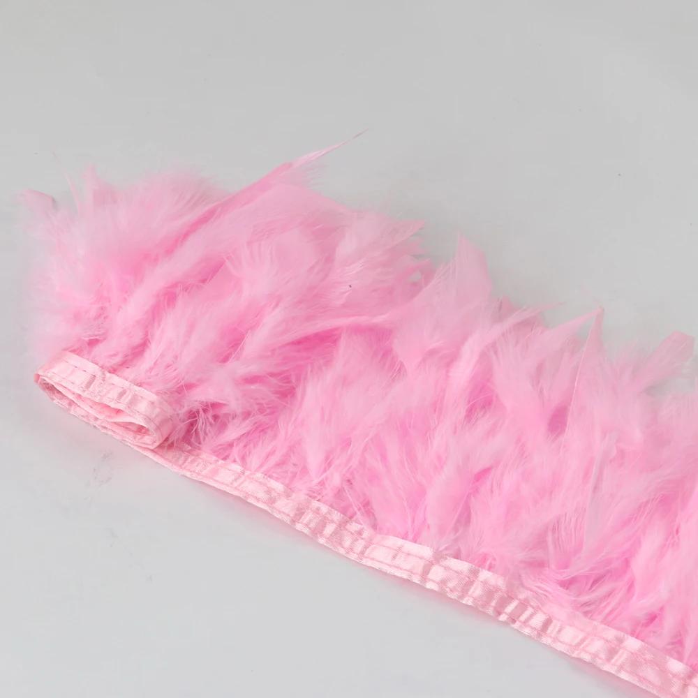 1 метр Натуральная отделка из перьев индейки Высота 10-15 см Свадебная одежда Украшение платья DIY Перьевая лента Швейные поделки