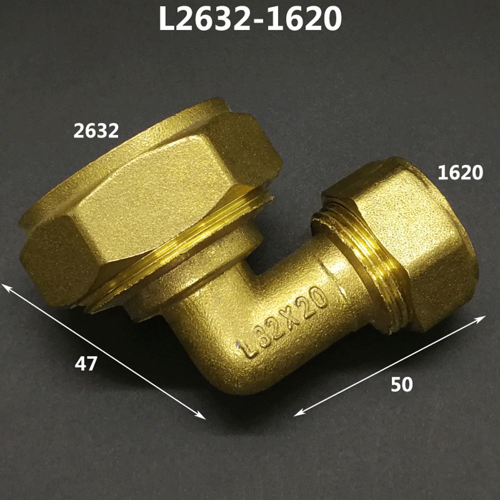 Латунный компрессионный угольник Pex 1216/1418/1620/2026/2632 Фитинг для труб Алюминиево-пластиковые фитинги для напольного отопления