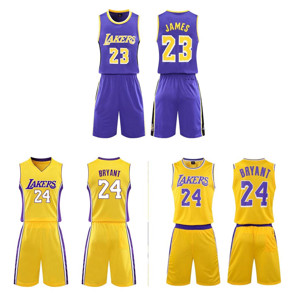 Баскетбольный комплект формы Lakers Леброна Джеймса из ткани с быстрой сушкой для детей и взрослых