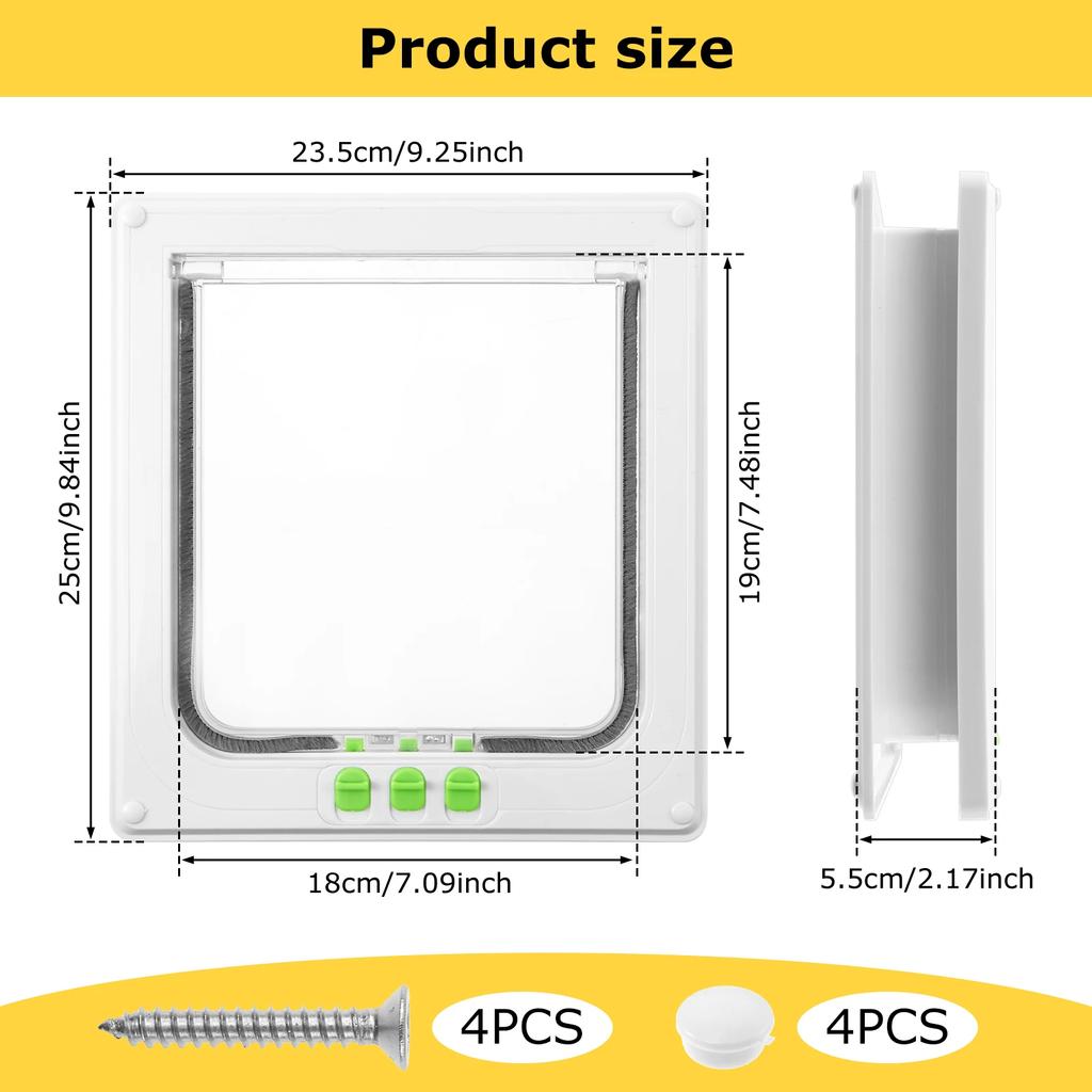 Дверца для кошки Погодоустойчивая Внутренняя Дверь для Питомца с 4-сторонним Замком Легко Устанавливаемый Лаз для Питомца для Шкафа Гаража Прачечной Кладовки