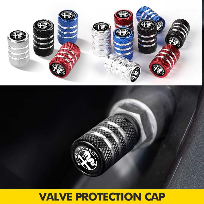 For Alfa Romeo 4Pcs Car Tire Valve Stems Cap Tire Stem Air Valve Cap 159 Giulietta 156 147 Giulia Mito GT Stelvio Spider RD6
