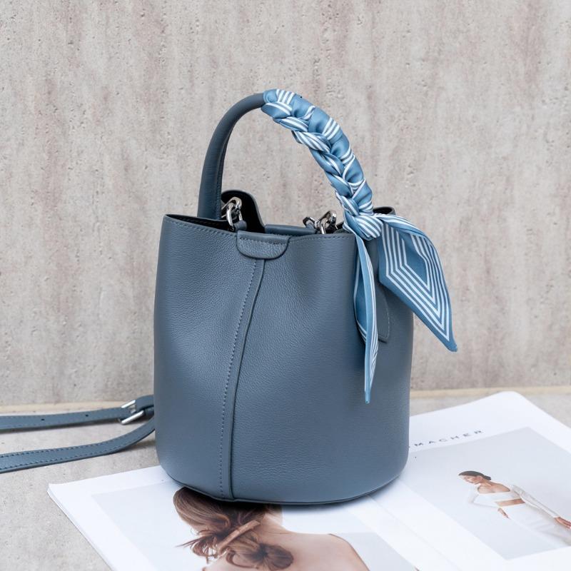 Сумка-ведро из натуральной кожи большой вместимости, корейская версия, простая женская сумка через плечо из коровьей кожи с ремешком через плечо