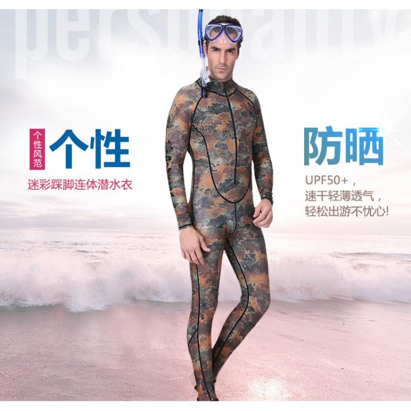 Mens Camo Full-Body UV Protection Diving Suit With Front Zipper Snorkeling Swimming Water Sports