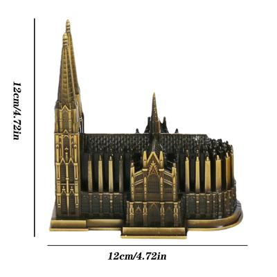 Модель Кёльнского собора Металл Античная бронза Германия Kölner Dom Здание Фигурка Всемирно известная достопримечательность Архитектура Декорация