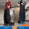 Large Pocket Cargo Pants for Men, Autumn Style, Black, Extended Length, Tall Men's Pants, Casual Straight-Leg Sweatpants