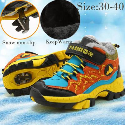 Молодежные нескользящие водонепроницаемые бархатные зимние ботинки с высоким берцем для детей 4–18 лет, модные детские зимние ботинки