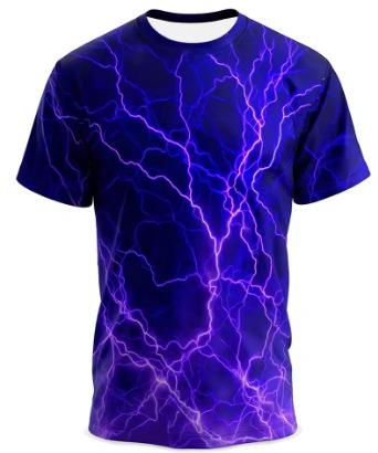 Men's 3D lightning print T-shirt summer short-sleeved casual round neck breathable street fashion personalized top