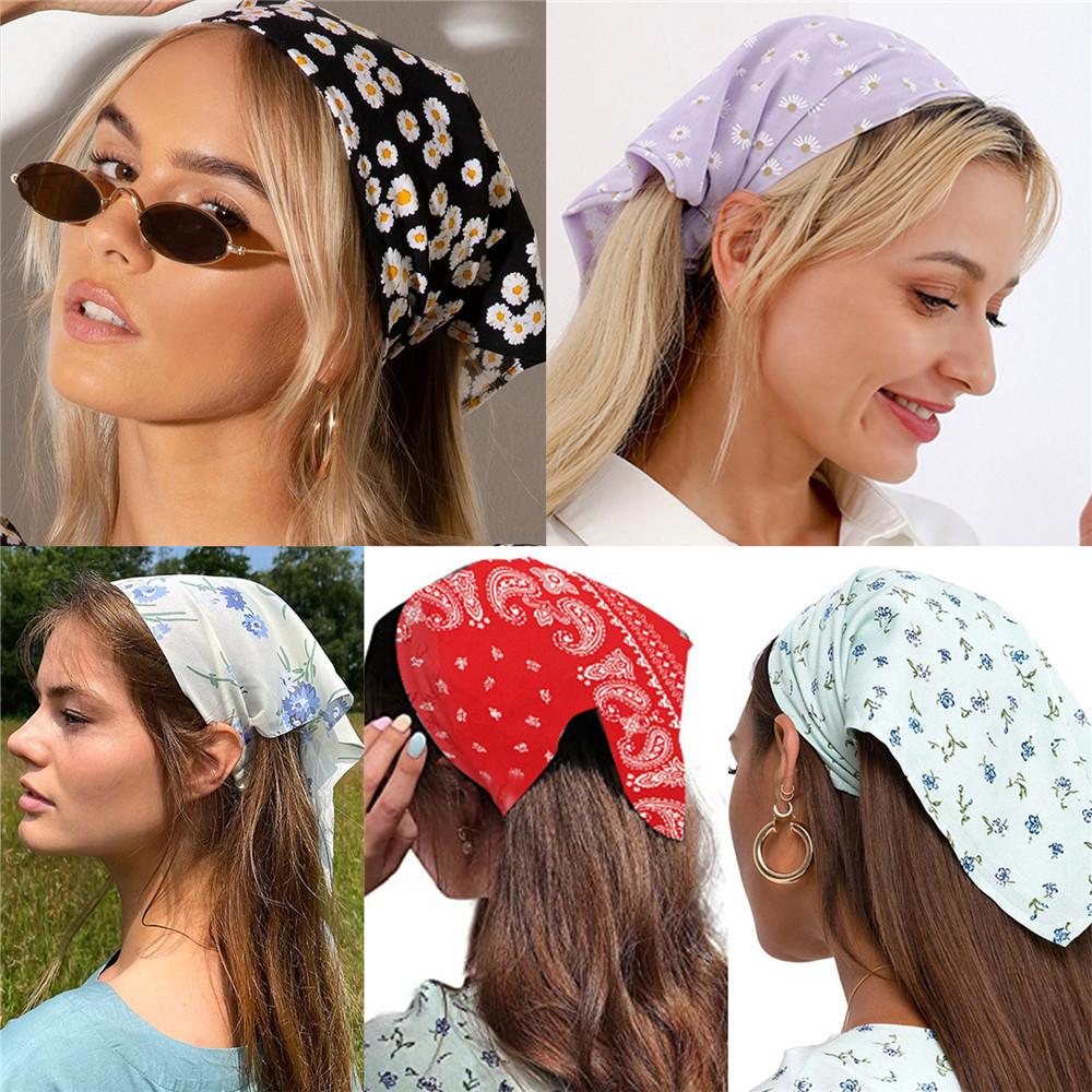 Платок с цветочным принтом, повязка на голову, женские повязки на голову, эластичная резинка для волос, шарф для волос для женщин, головной платок