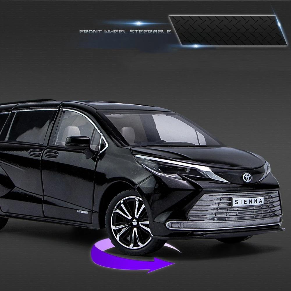 НОВЫЙ 1/24 Toyota Sienna MPV Модель автомобиля из сплава Со звуком и светом Оттяжный механизм Детская игрушка Коллекционные предметы Подарок на день рождения