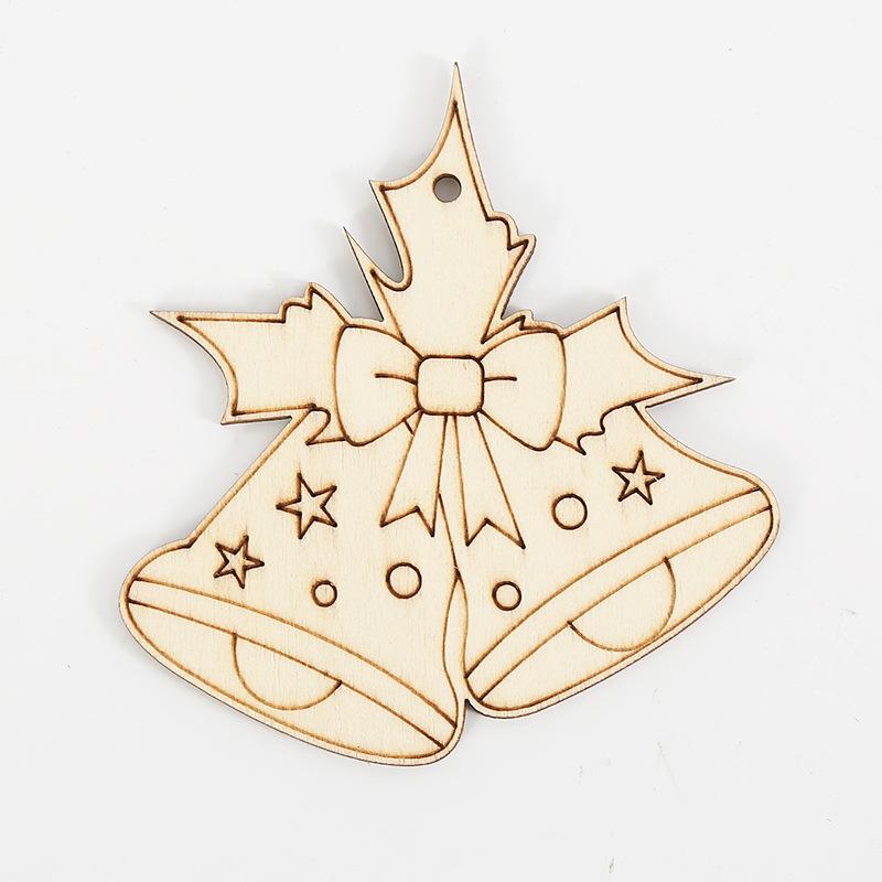 10 шт. Рождественский мультяшный узор Бесцветная деревянная доска и пеньковая веревка - Ручная раскраска Подвеска на рождественскую елку Рождественские украшения