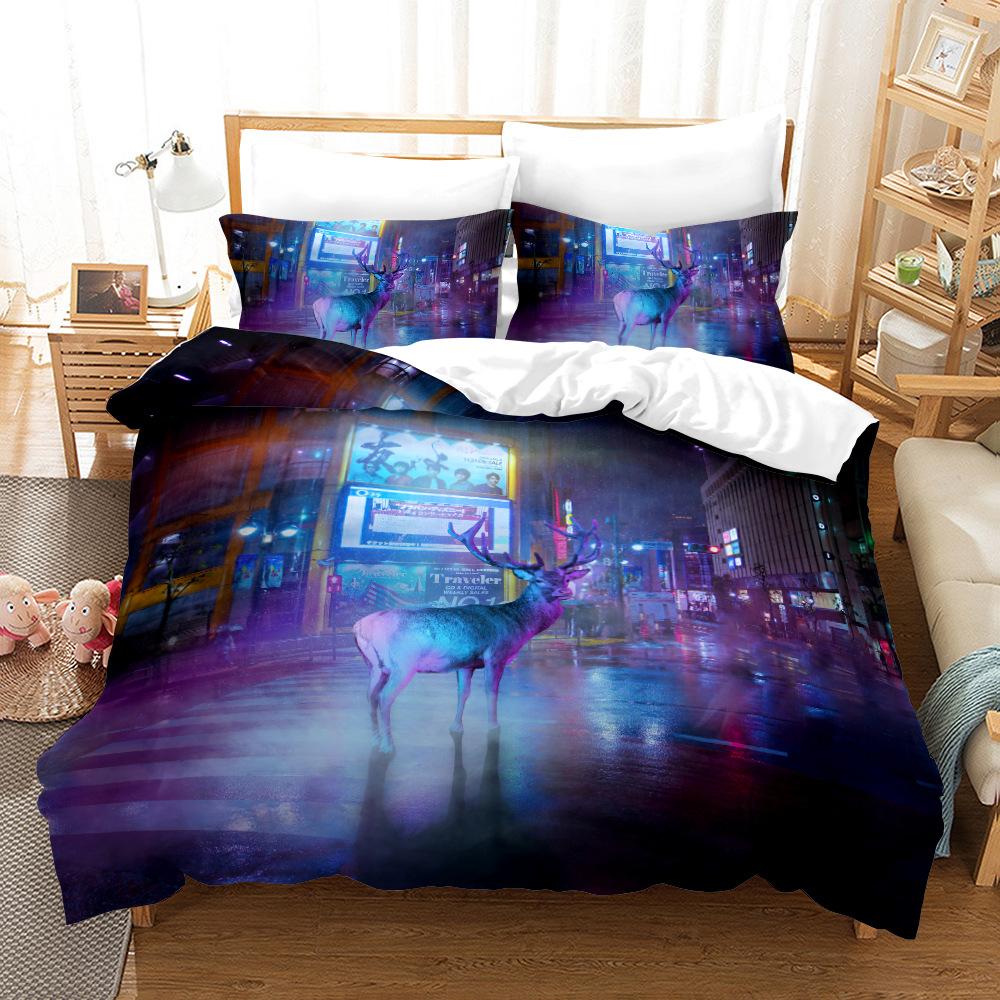 Одеяло с рисунком животных, 3D, постельное белье с рисунком оленя, пододеяльник и наволочка, Австралия/ЕС/США, односпальная/двуспальная кровать, полный размер
