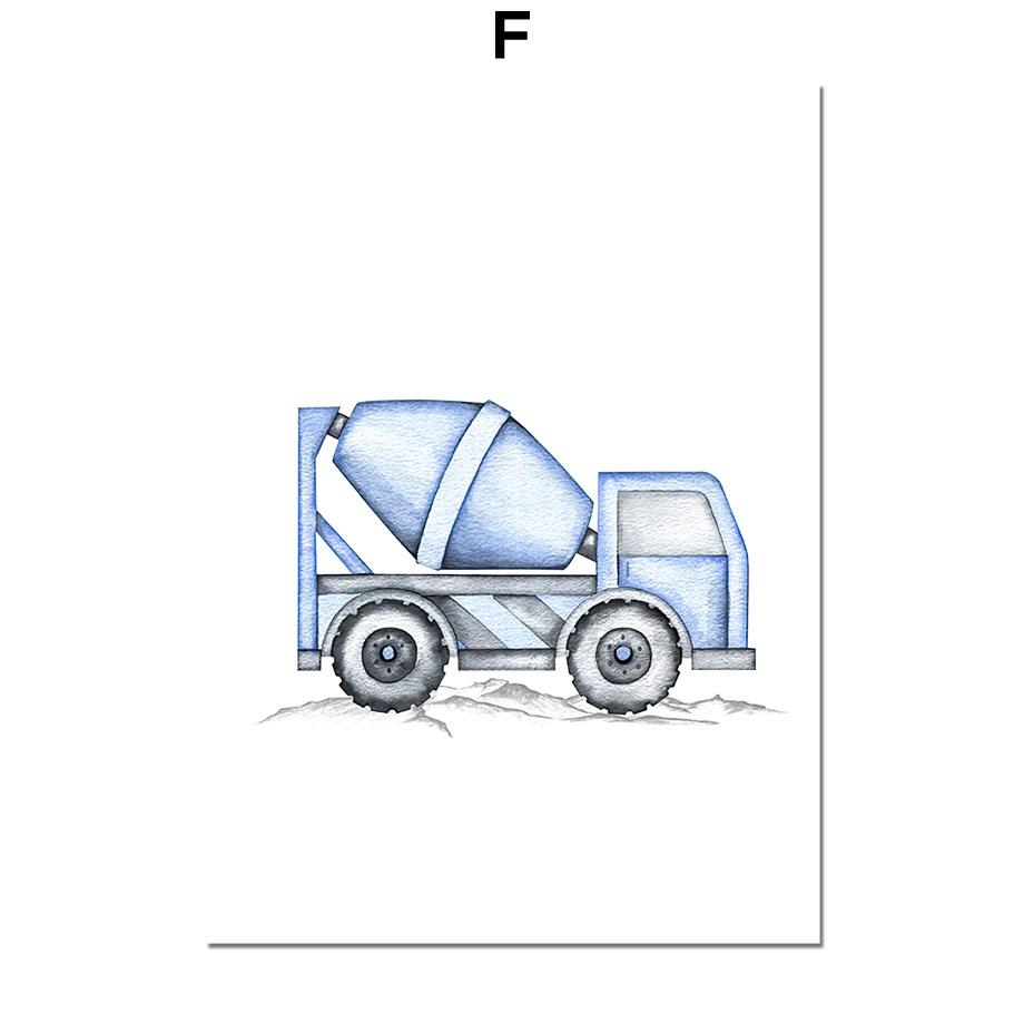 Строительные грузовики, транспорт, автомобиль, детская настенная живопись, холст, картина, плакат на скандинавскую тему, настенные панно для декора комнаты для маленьких мальчиков