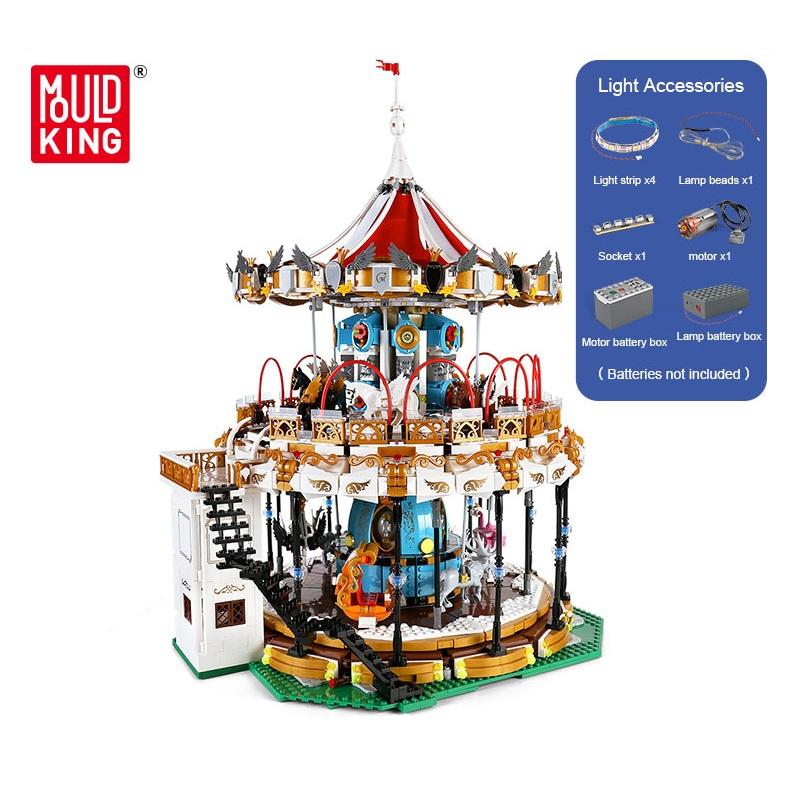MOLD KING строительные блоки, креативная карусель MKingLand, игровая площадка, модель сборки, кирпичи, игрушки для детей, рождественские подарки