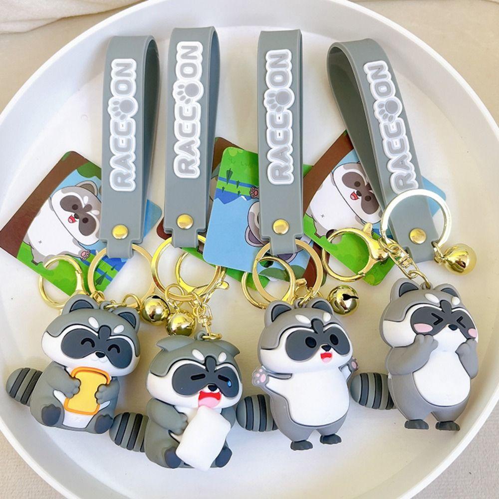 Забавный кавайный брелок из цинкового сплава с енотом, корейский детский кулон, мультяшный брелок, декор для рюкзака