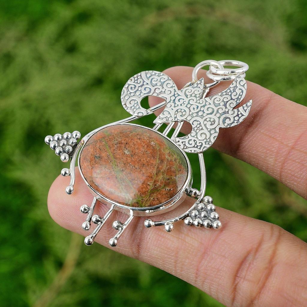 Daughters Day Deal 925 Sterling Silver Unakite Gemstone Wedding Pendant Jewelry