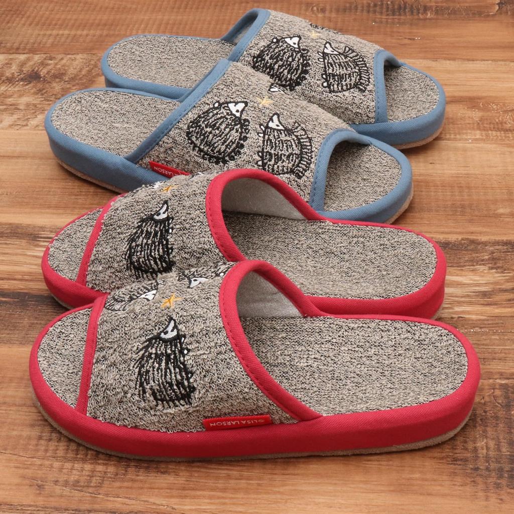 ЛИЗА ЛАРСОН Тапочки-ежики и тапочки [Милые] Женские Мужские Открытый носок (Синий, Л)