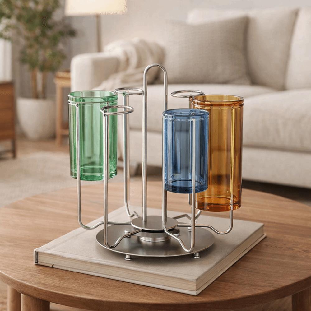 Upside-Down Cup Drying Rack Large Capacity Glass Cup Storage Rack Rotating Cup Holder  Kitchen