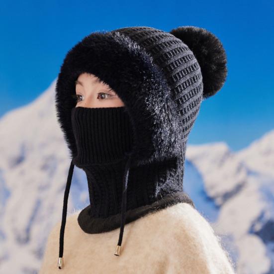 Вязаная шапка женская ветрозащитная утепленная конструкция мягкая флисовая подкладка 3-в-1 зимняя теплая шапка для приключений на открытом воздухе катания на лыжах пеших походов головной убор