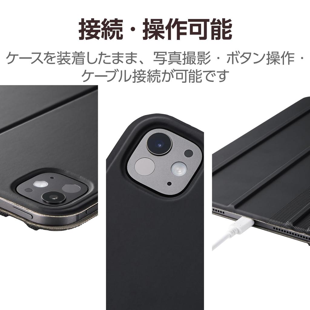 Elecom Чехол для iPad Pro 11 дюймов, модель 2024 года, регулируемый угол наклона, отделение для ручек с клапаном (М4) 7-уровневый TB-A24PMWVDBK