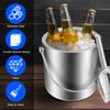 2L Ice Bucket with Handle Double Wall Insulated Ice Buckets Container Stainless Steel Ice Cube Bucket for Cocktail Bar Parties