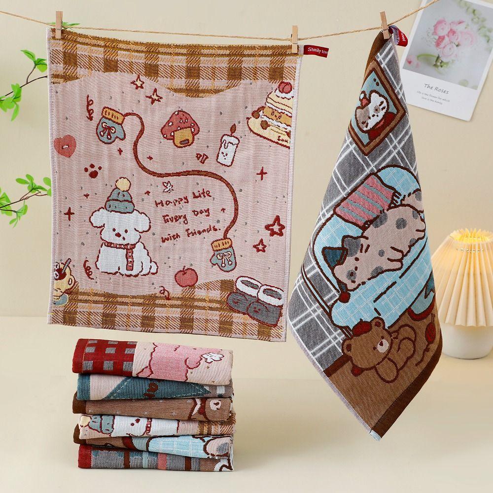 Cartoon Large Hand Towel 34x40cm Pure Cotton Dish Cloth New Handkerchief Towel for Kids Children