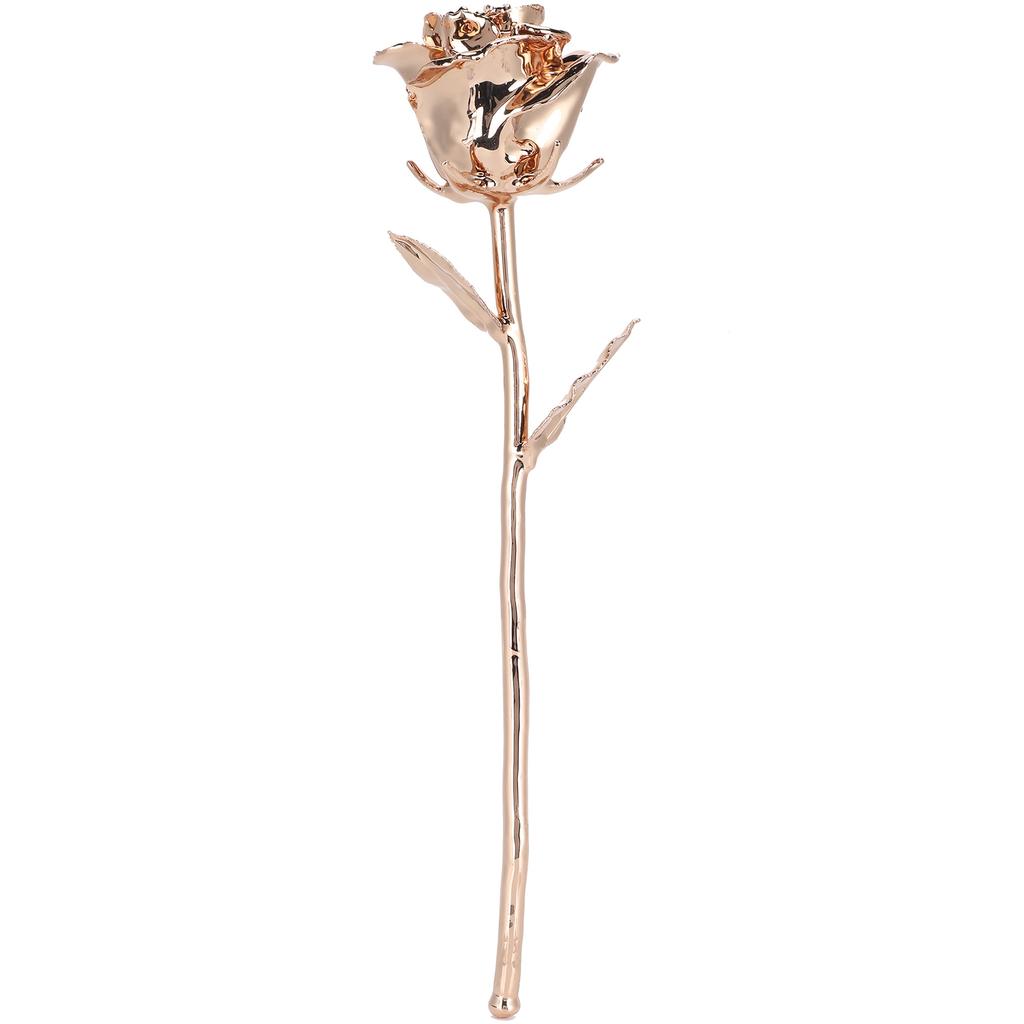 Long Stem Rose Gifts Dipped 24K Real Artificial Flower with Leaf Craft CollectionRose Gold
